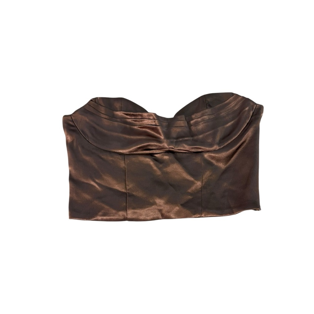 Zara Satin Effect Corset Top Rose Bronze Strapless Bustier Women S NWT